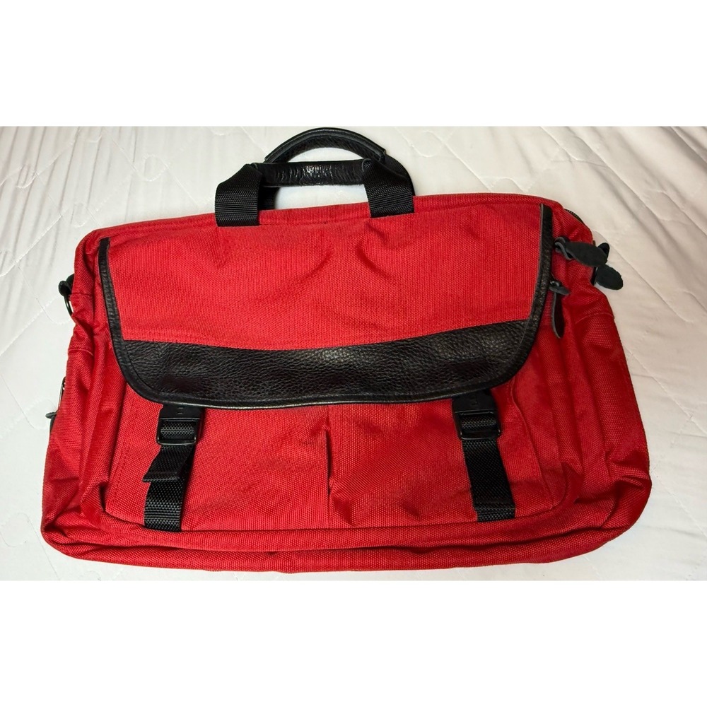 L.L.‎ Bean Traveler Red Laptop Briefcase Messenger Bag 12x19" Strap